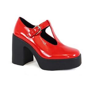 Yoki Trace Wedge Pumps – Red, Women’s 8M, Slip-On Closed Toe Dress Heel